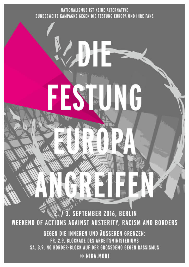 NIKA Plakat für das Weekend of Actions against Austerity, Racism and Borders